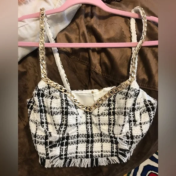 Nbd Mariska Bustier Top in White & Black - Picture 3 of 5